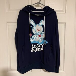 BKYS Blue Lucky Charm Hoodie with Graphic Design Size S